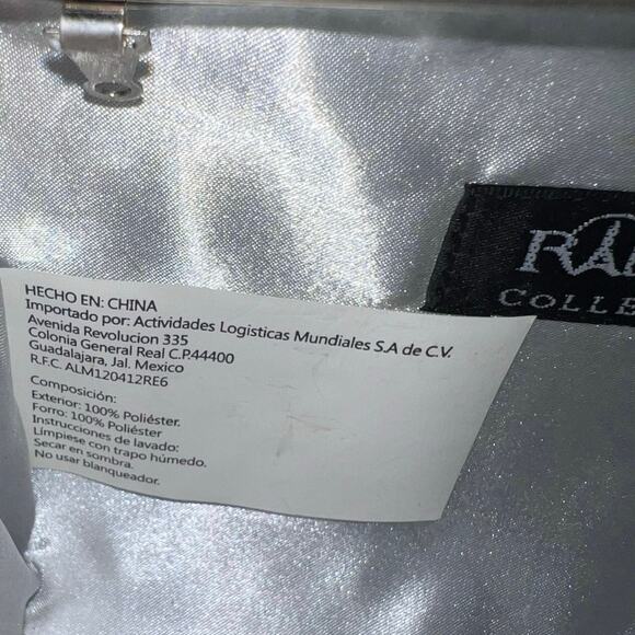 Ranias Collection silver glitter clear rhinestone gold contrast evening clutch - Picture 7 of 9